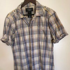 Harley Davidson Embroidered Plaid Short Sleeve Button Up Shirt Large L Perfect